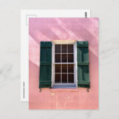 ピンクと緑の窓セントオーガスティンフロリダの写真 ポストカード (正面/裏面)