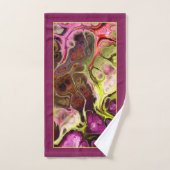 ピンクと緑の絞り染め大理石のパターンとモノグラム バスタオルセット (ハンドタオル)