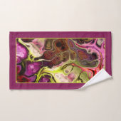 ピンクと緑の絞り染め大理石のパターンとモノグラム バスタオルセット (ハンドタオル)