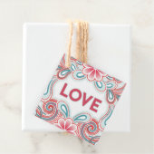 ピンクと緑の花と渦巻きを持つ愛ラベル フェイバータグ (インサイチュ)