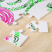 ピンクと緑の花のつる植物 ジグソーパズル (側面)