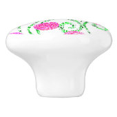ピンクと緑の花のつる植物 セラミックノブ (側面)