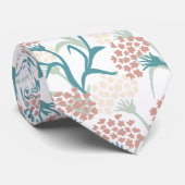 ピンクと緑の花のスケッチ模様 ネクタイ (ロール)