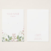 ピンクと緑の花のリースイヤリングディスプレイカード (正面&裏面)