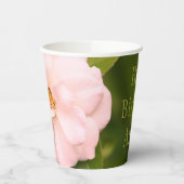 ピンクと緑の花の写真 紙コップ (左)