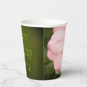 ピンクと緑の花の写真 紙コップ (右)