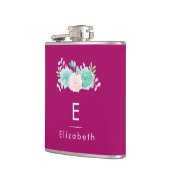 ピンクと緑の花モノグラム フラスク (左)