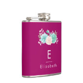 ピンクと緑の花モノグラム フラスク (右)