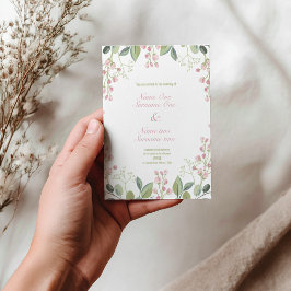 ピンクと緑の花 インビテーションポストカード