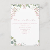 ピンクと緑の花、エレガント詳細 エンクロージャーカード (正面)