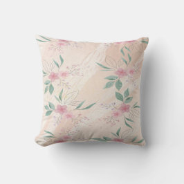 ピンクと緑の花 クッション