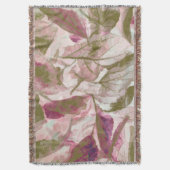 ピンクと緑の落ちた葉の スローブランケット (正面縦)