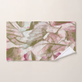 ピンクと緑の落ちた葉の バスタオルセット (ハンドタオル)