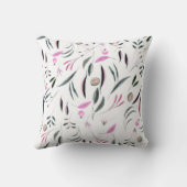 ピンクと緑の葉と果実モノグラムと名前 クッション (裏面)