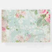 ピンクと緑の蝶の見すぼらしいヴィンテージバラ ゲストブック (裏面)