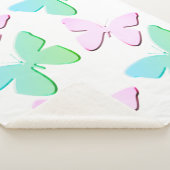 ピンクと緑の蝶シェルパブランケット（小） シェルパブランケット (3/4)