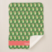 ピンクと緑の蝶パーソナライズされた シェルパブランケット (正面)