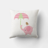 ピンクと緑の象のベビー誕生発表 クッション (裏面)