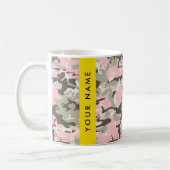 ピンクと緑の迷彩自分の名前をパーソナライズ コーヒーマグカップ (左)