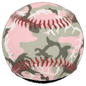 ピンクと緑の迷彩自分の名前をパーソナライズ ソフトボール (裏面)