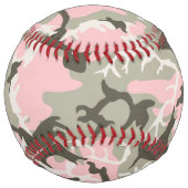 ピンクと緑の迷彩自分の名前をパーソナライズ ソフトボール (正面)