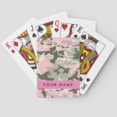 ピンクと緑の迷彩自分の名前をパーソナライズ トランプ (裏面)