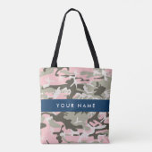 ピンクと緑の迷彩自分の名前をパーソナライズ トートバッグ (裏面)