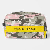 ピンクと緑の迷彩自分の名前をパーソナライズ ドップキット (正面)