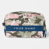 ピンクと緑の迷彩自分の名前をパーソナライズ ドップキット (正面)
