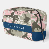 ピンクと緑の迷彩自分の名前をパーソナライズ ドップキット (右コーナー)