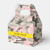 ピンクと緑の迷彩自分の名前をパーソナライズ フェイバーボックス (正面サイド)