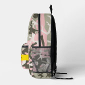 ピンクと緑の迷彩自分の名前をパーソナライズ プリントバックパック (右)