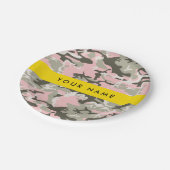 ピンクと緑の迷彩自分の名前をパーソナライズ ペーパープレート (アングル)