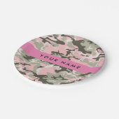 ピンクと緑の迷彩自分の名前をパーソナライズ ペーパープレート (アングル)