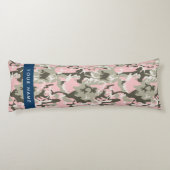 ピンクと緑の迷彩自分の名前をパーソナライズ ボディピロー (裏面)