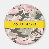 ピンクと緑の迷彩自分の名前をパーソナライズ マグネット (正面)