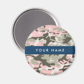 ピンクと緑の迷彩自分の名前をパーソナライズ マグネット (正面/裏面)