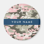 ピンクと緑の迷彩自分の名前をパーソナライズ マグネット (正面)