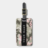 ピンクと緑の迷彩自分の名前をパーソナライズ ラゲッジタグ (正面縦)