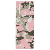 ピンクと緑の迷彩自分の名前をパーソナライズ ワインギフトバッグ (裏面)