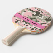 ピンクと緑の迷彩自分の名前をパーソナライズ 卓球ラケット (正面アングル)