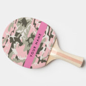 ピンクと緑の迷彩自分の名前をパーソナライズ 卓球ラケット (横)