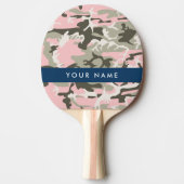 ピンクと緑の迷彩自分の名前をパーソナライズ 卓球ラケット (正面)