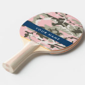 ピンクと緑の迷彩自分の名前をパーソナライズ 卓球ラケット (正面アングル)