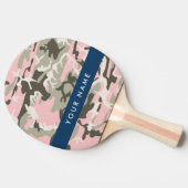 ピンクと緑の迷彩自分の名前をパーソナライズ 卓球ラケット (横)