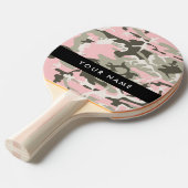 ピンクと緑の迷彩自分の名前をパーソナライズ 卓球ラケット (正面アングル)