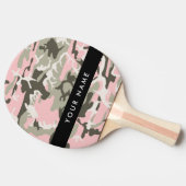 ピンクと緑の迷彩自分の名前をパーソナライズ 卓球ラケット (横)
