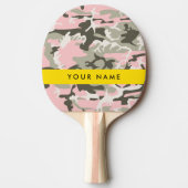 ピンクと緑の迷彩自分の名前をパーソナライズ 卓球ラケット (正面)
