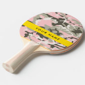ピンクと緑の迷彩自分の名前をパーソナライズ 卓球ラケット (正面アングル)