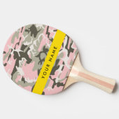 ピンクと緑の迷彩自分の名前をパーソナライズ 卓球ラケット (横)